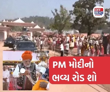 ડેડીયાપાડામાં કેસરિયા સાફામાં PM મોદીની ભવ્ય એન્ટ્રી